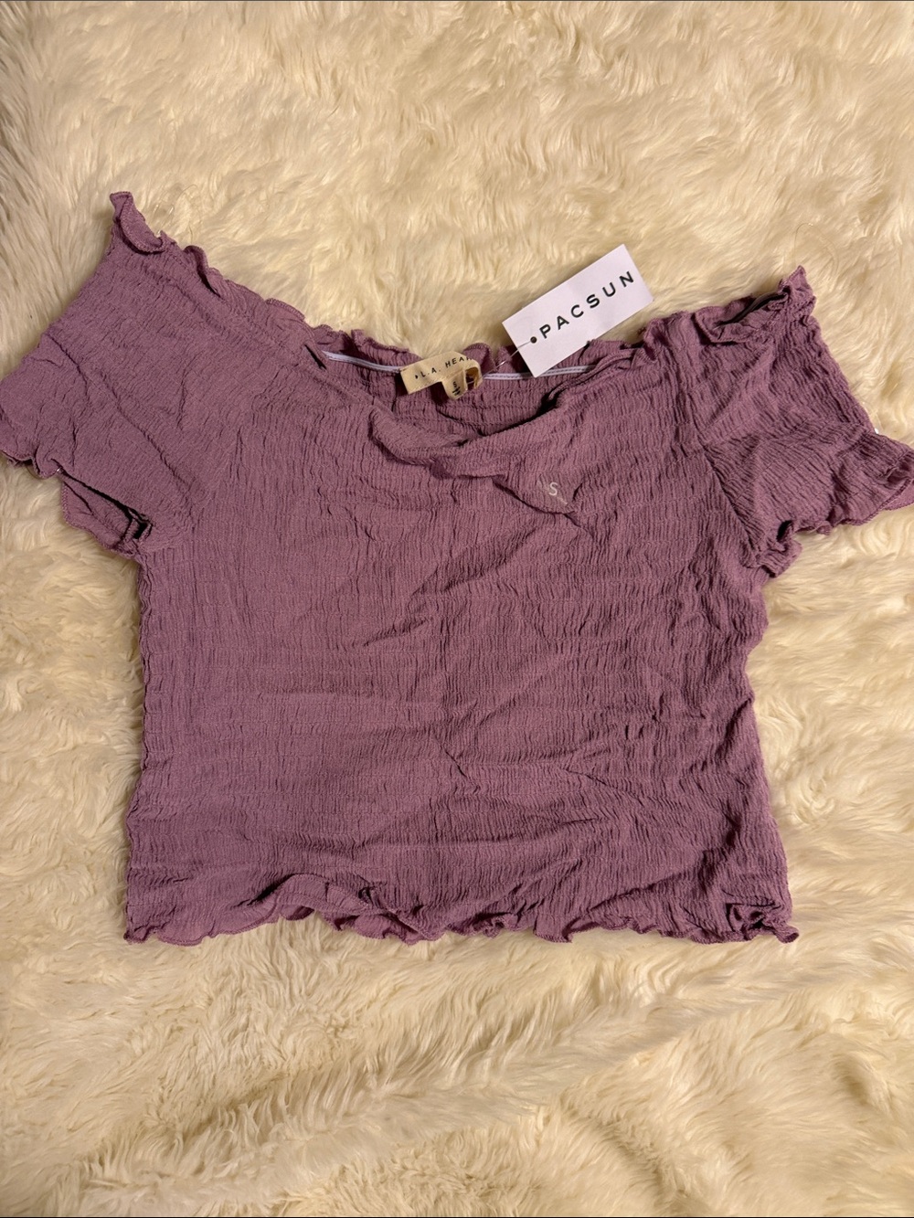 PacSun Lavender Smocked Ruffle Crop Top